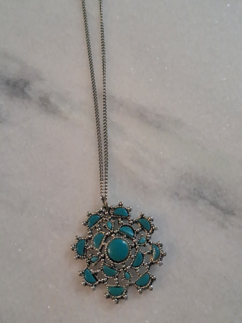 Vintage Faux Turquoise Pendant Necklace
